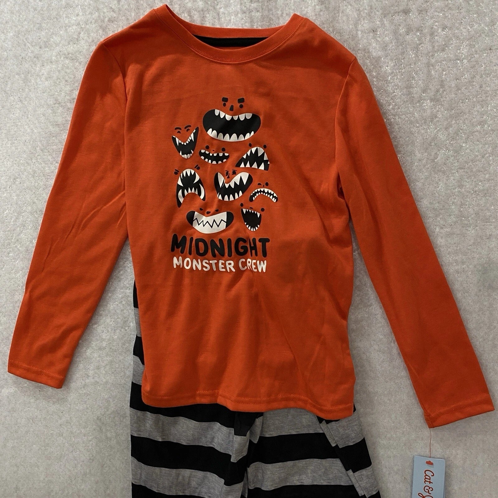 Cat & Jack Kids Halloween Pajamas Midnight Monster Crew Orange Black S,M, L
