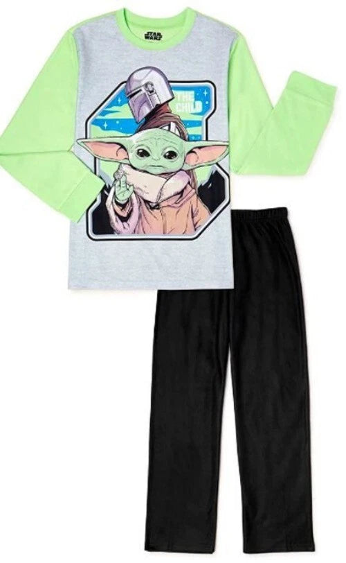 Star Wars Yoda 2 Piece Flannel Fleece Pajama Set Child Size 10/12
