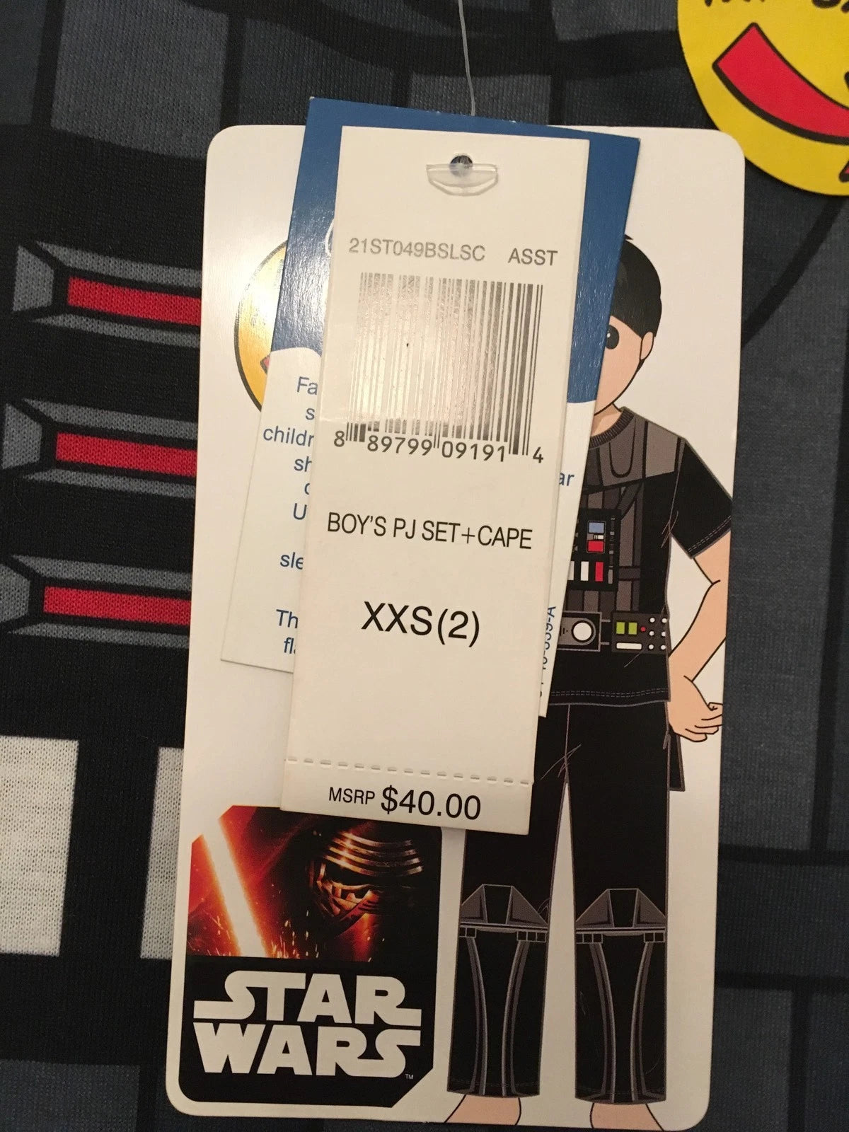 LITTLE BOY'S STAR WARS PAJAMA SET WITH DETACHABLE CAPE SIZES 2 & 4 AVAILABLE NWT