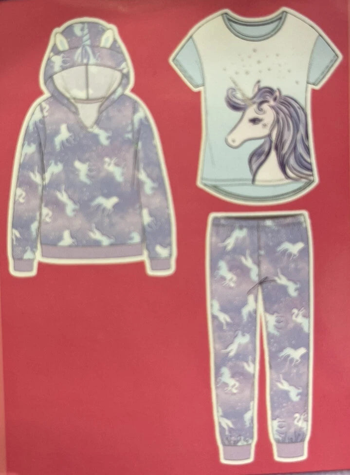 Saint Eve Girls Youth 3 Piece Pajama Sleepwear Set - Sizes: XS (5/6)