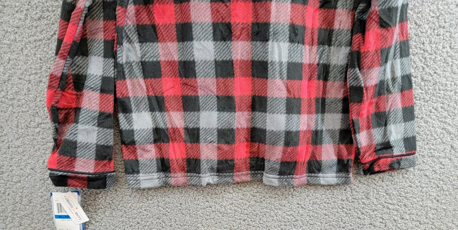 Max & Olivia Flannel Pajama Set Big Boys XL (16-18) Red Multi Plaid Button Front