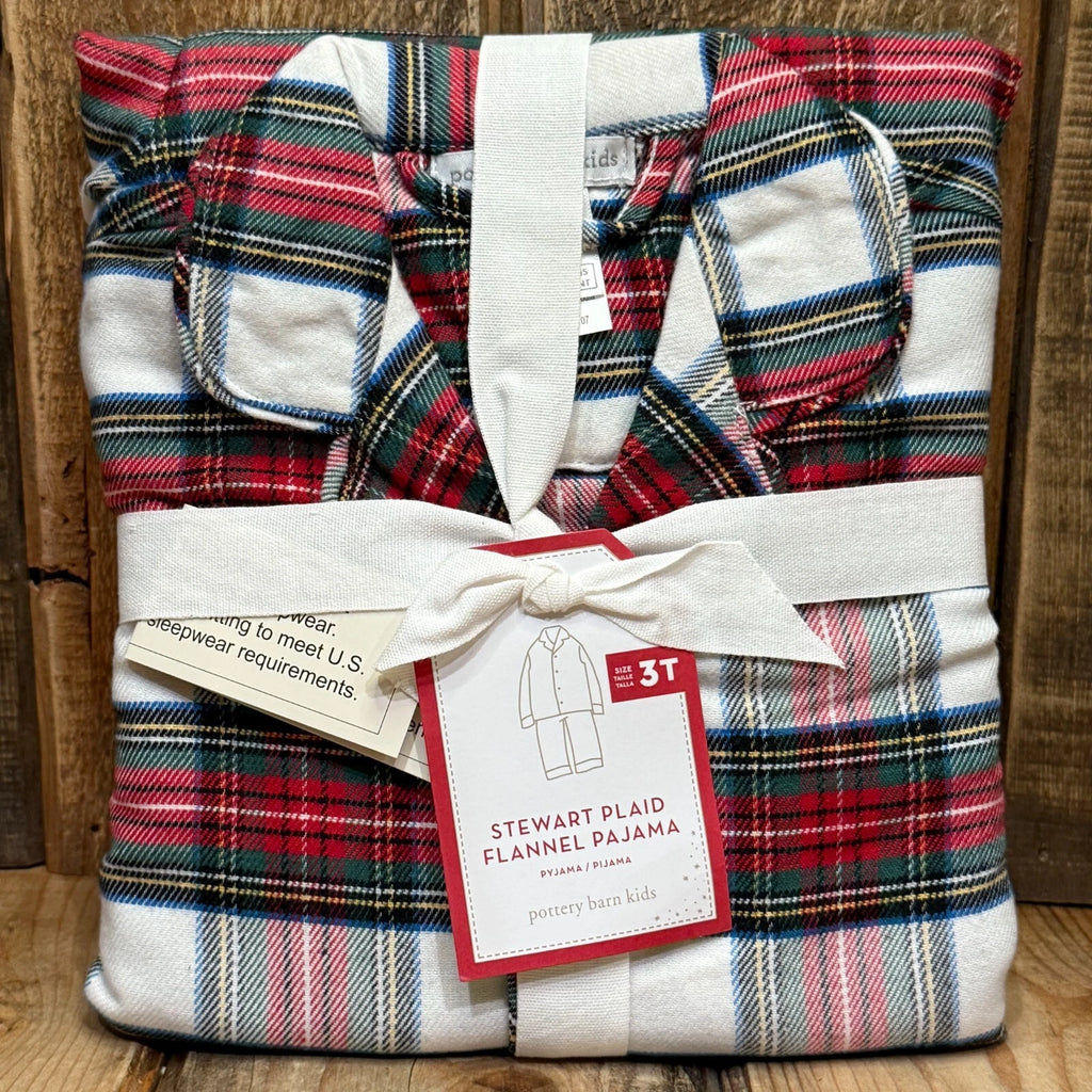POTTERY BARN KIDS STEWART PLAID FLANNEL PAJAMA SET, SIZE 3T