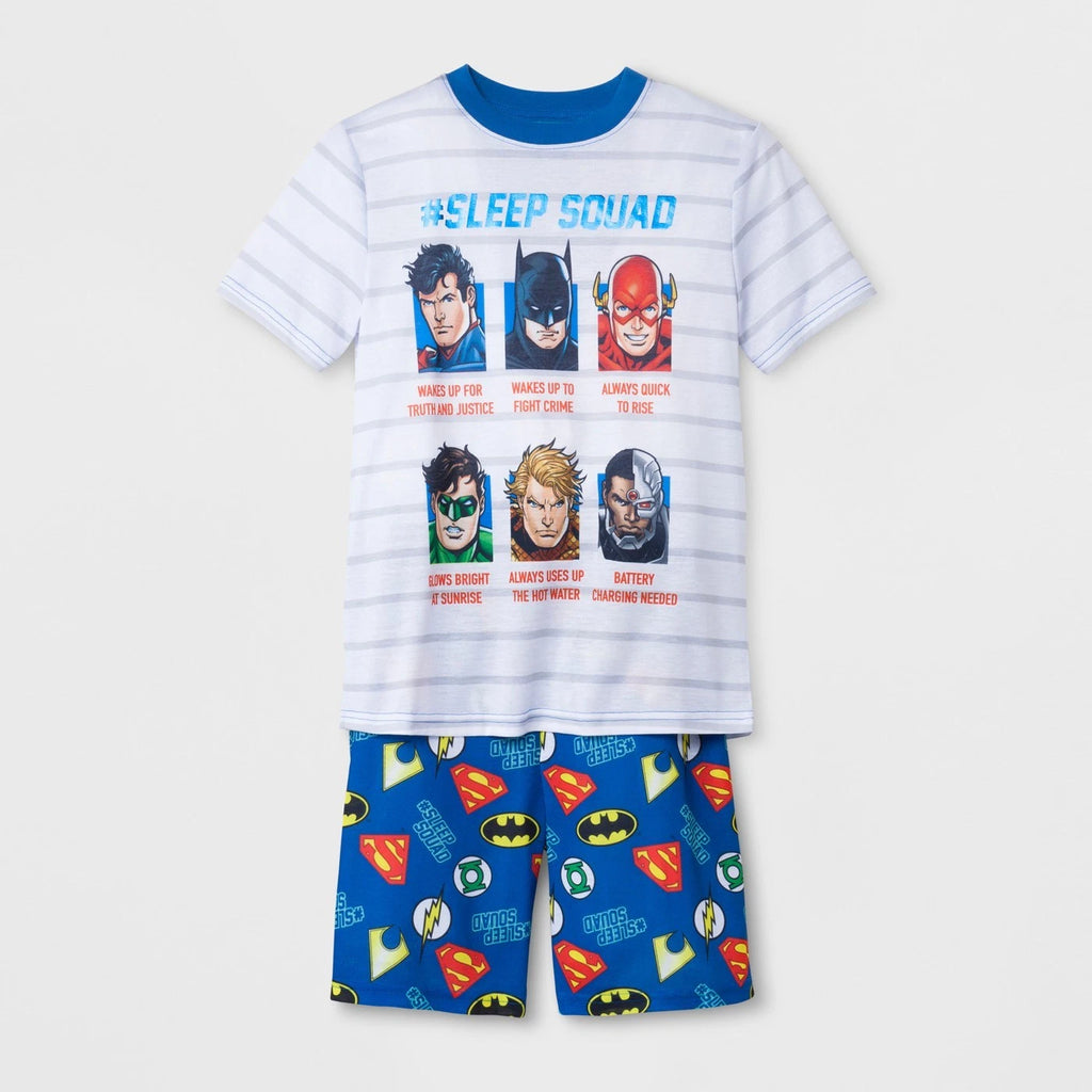 Justice League Boys' DC Super Heroes 2pc PJ Top/Sleep Shorts 6-7 S, 8-M, 10-12 L