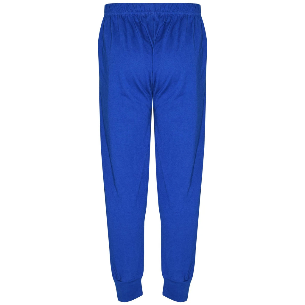 Kids Boys Girls Pjs Contrast Royal Blue Color Plain Stylish Pyjamas Set 2-13 Yr