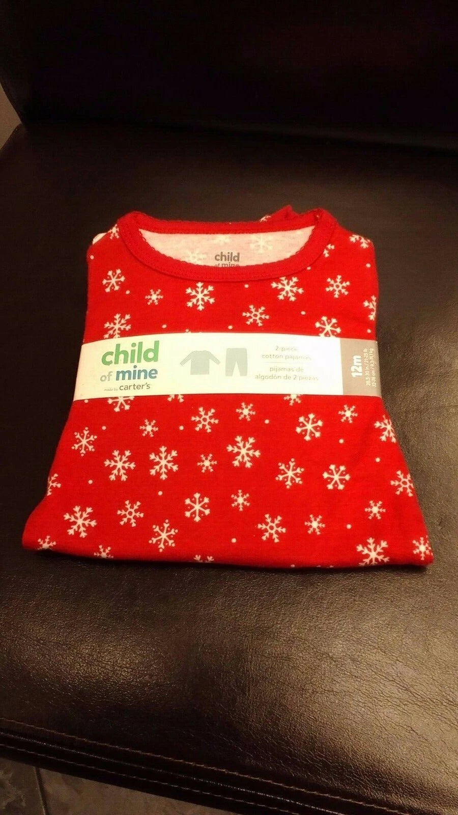 NWT CSTEER'S CHILD OF MINE INFANT GIRLS PAJAMA SET SANTA SNOWFLAKES 12M