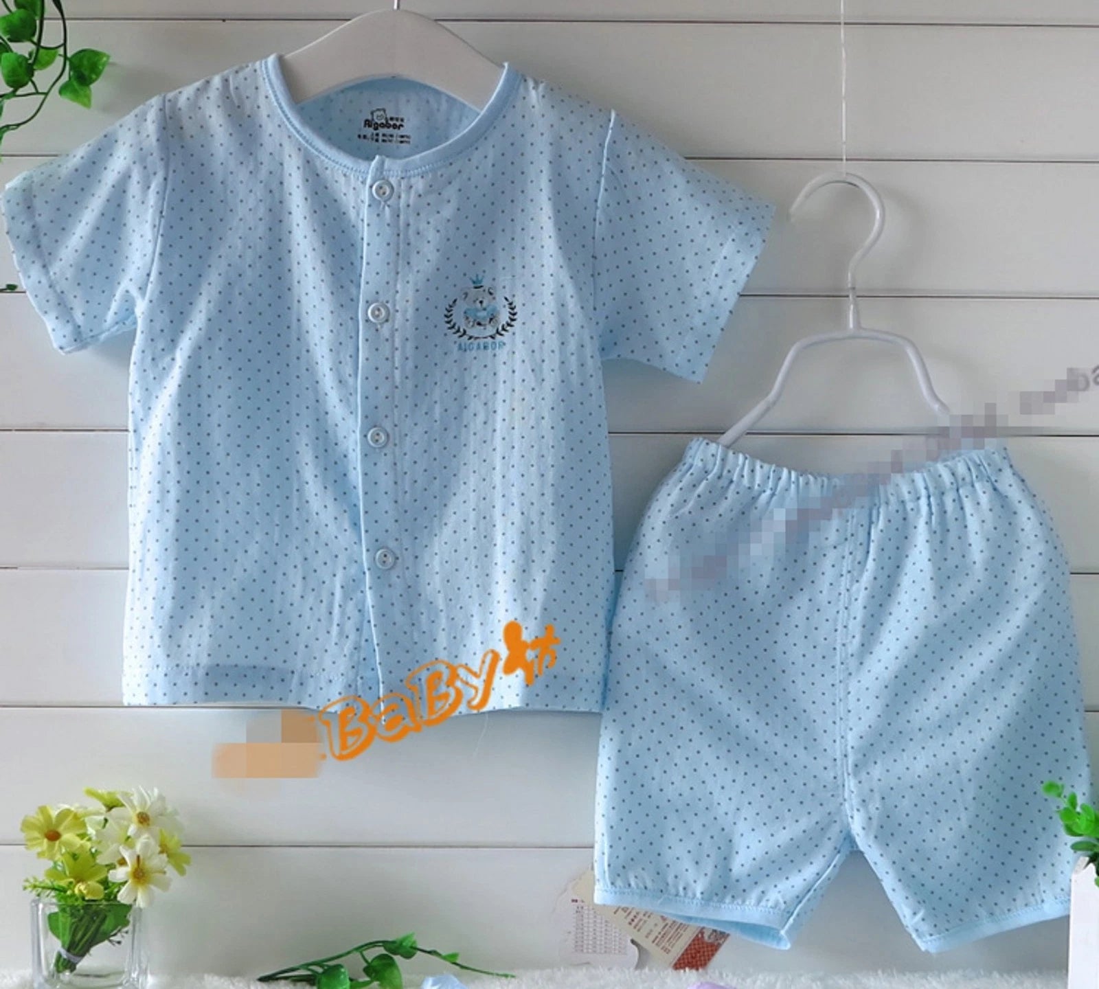 Baby Infant Kids Muslin 100% Cotton Short sleeves sleepwear Sleep Pajama Set 0