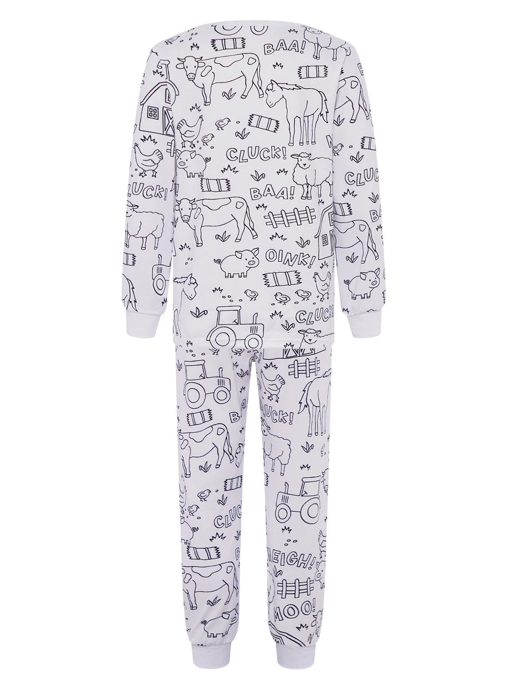 Kids Pajama Sets Hand-Painted Long Sleeve Top Elastic Waist Pants Home Sleepwear