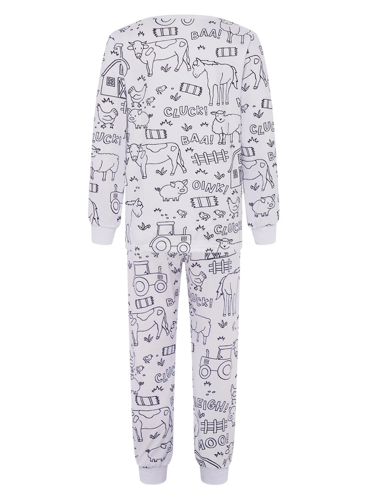 Kids Pajama Sets Hand-Painted Long Sleeve Top Elastic Waist Pants Home Sleepwear