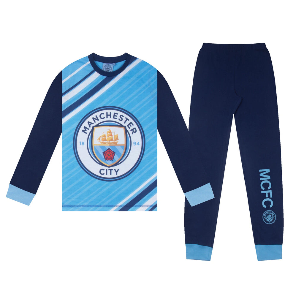 Manchester City Boys Pyjamas Long Sublimation Kids OFFICIAL Football Gift