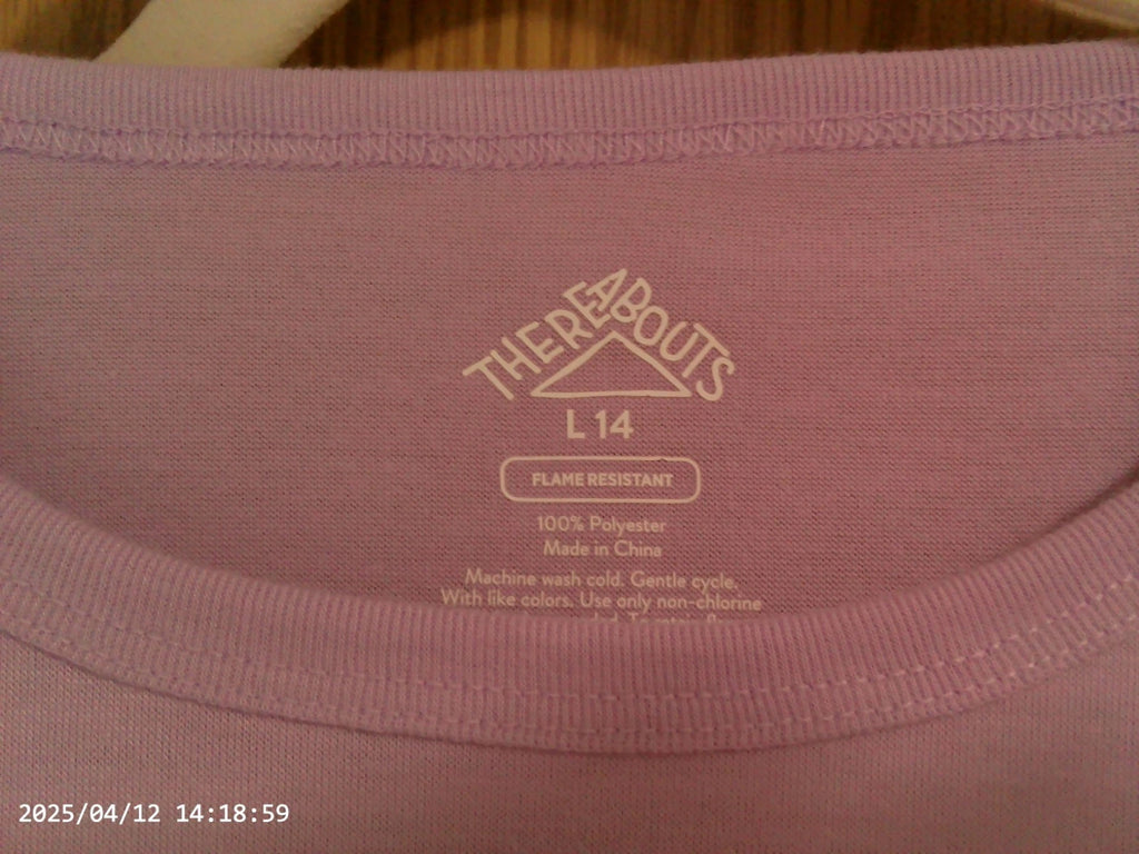 Girls 3 Piece Lavender PJ Set (Pants, Shorts & T Shirt) Size L 14 There Abouts