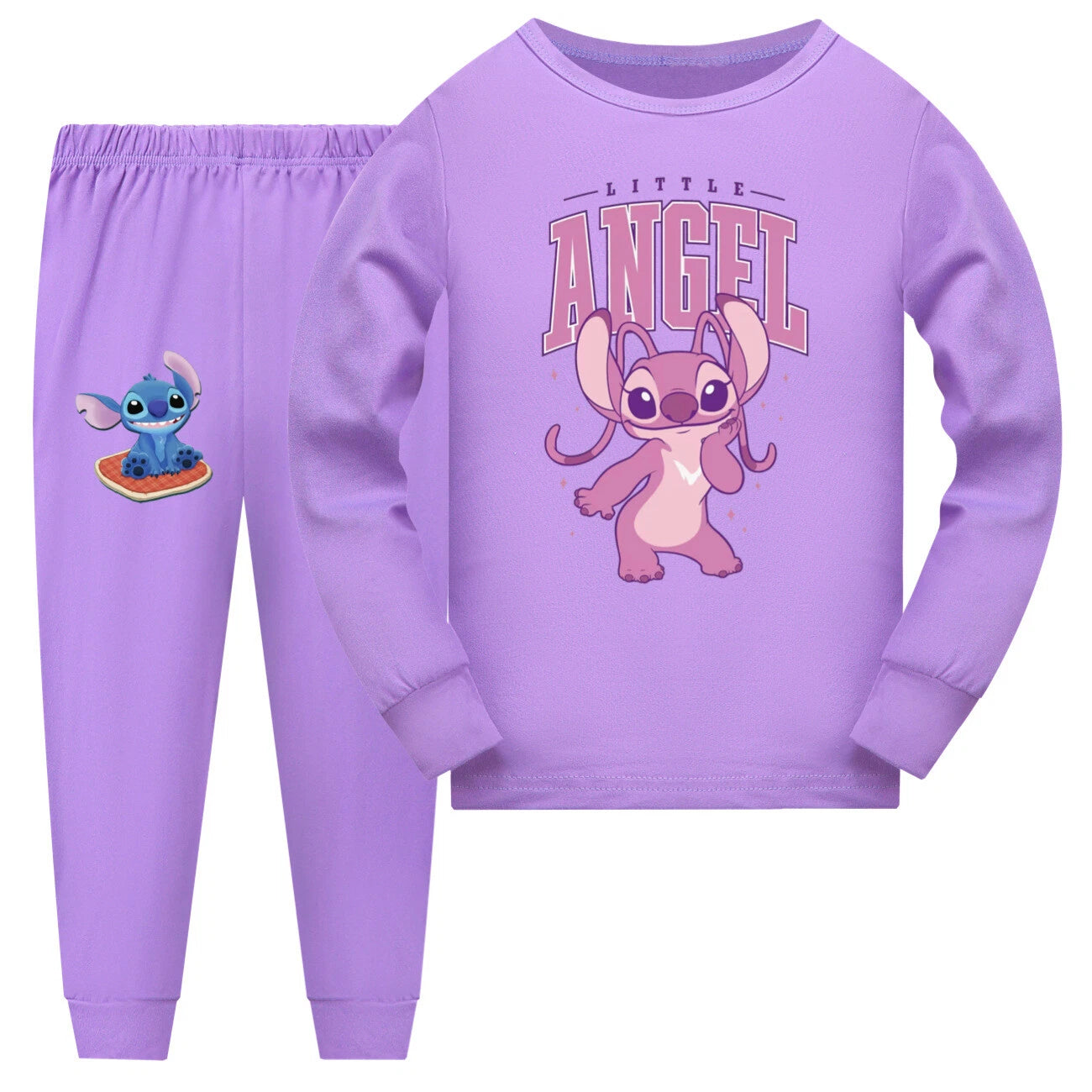 Children's boys and girls Lilo embroidered angel top pants set pajamas Pjs