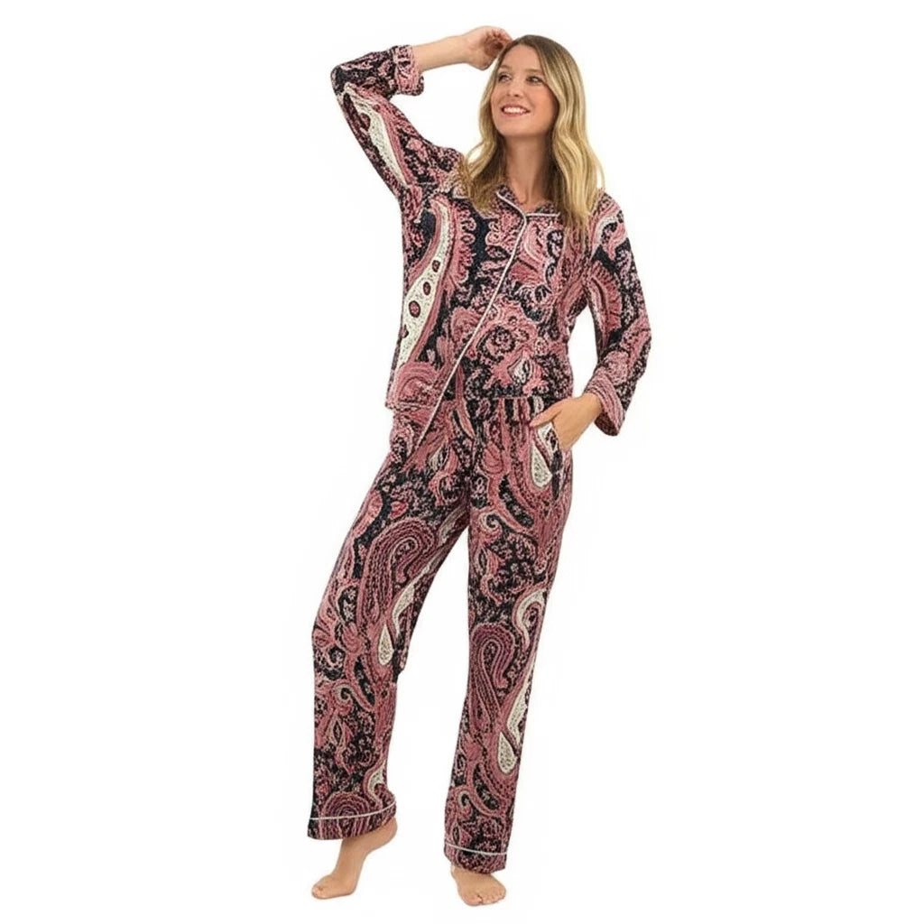 Indian Cotton Multi Paisley PJ Set Bridesmaid Pajama Set Women Nightwear Suit US