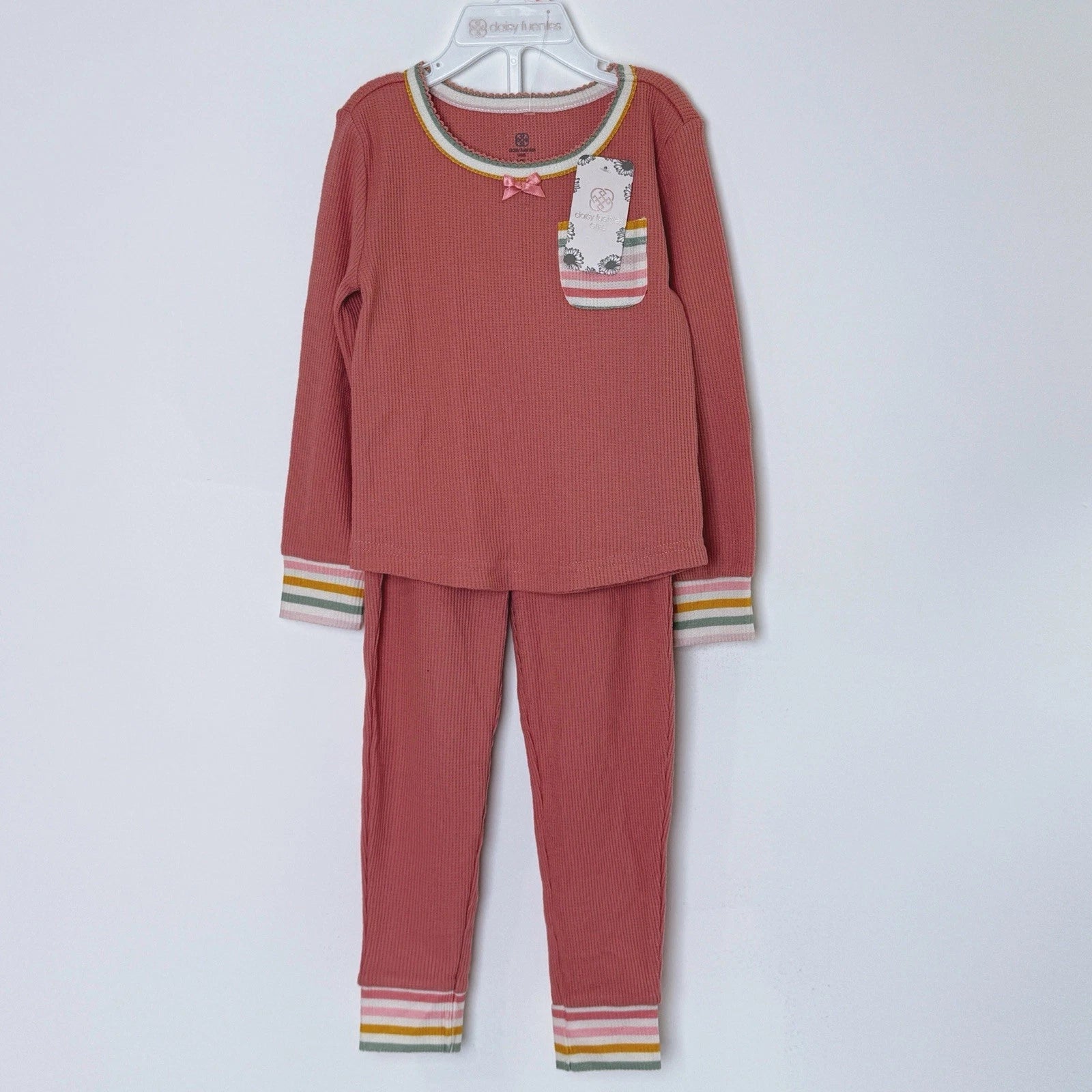 Pink Waffle Pajama Set for Girls Size 4T, Toddler Girl Pajamas