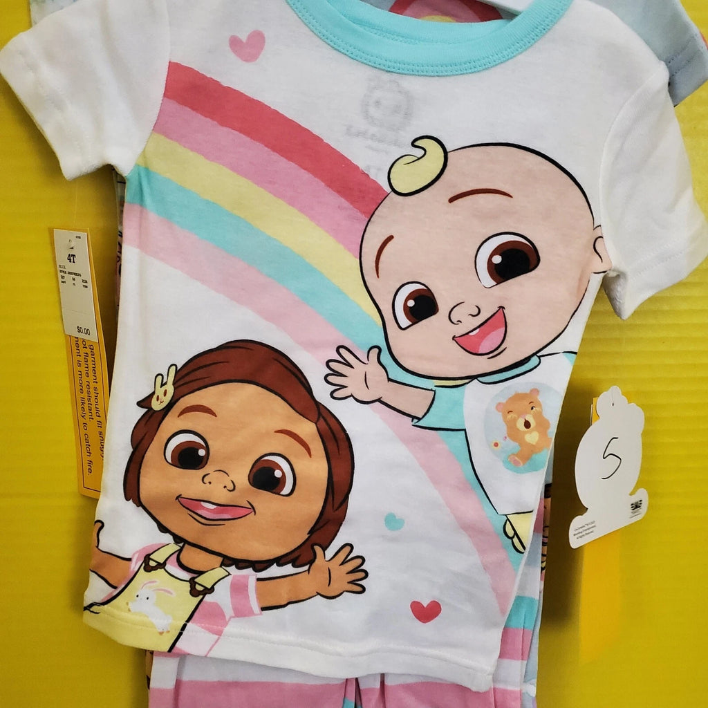 NEW Toddler Girls' 4pc Cocomelon Rainbow Snug Fit Pajama Sets Sz.4T