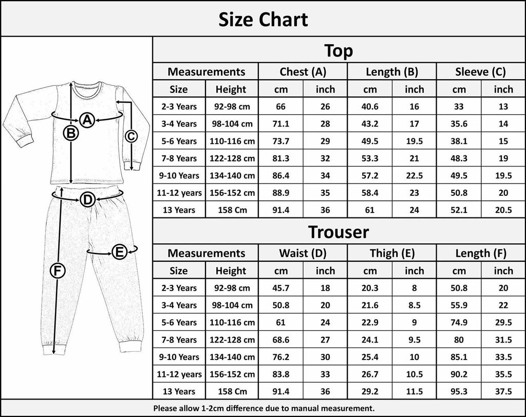 Kids Boys Girls Pyjamas Are Tractor Contrast Top Bottom Sleepwear Set 2-13 Years