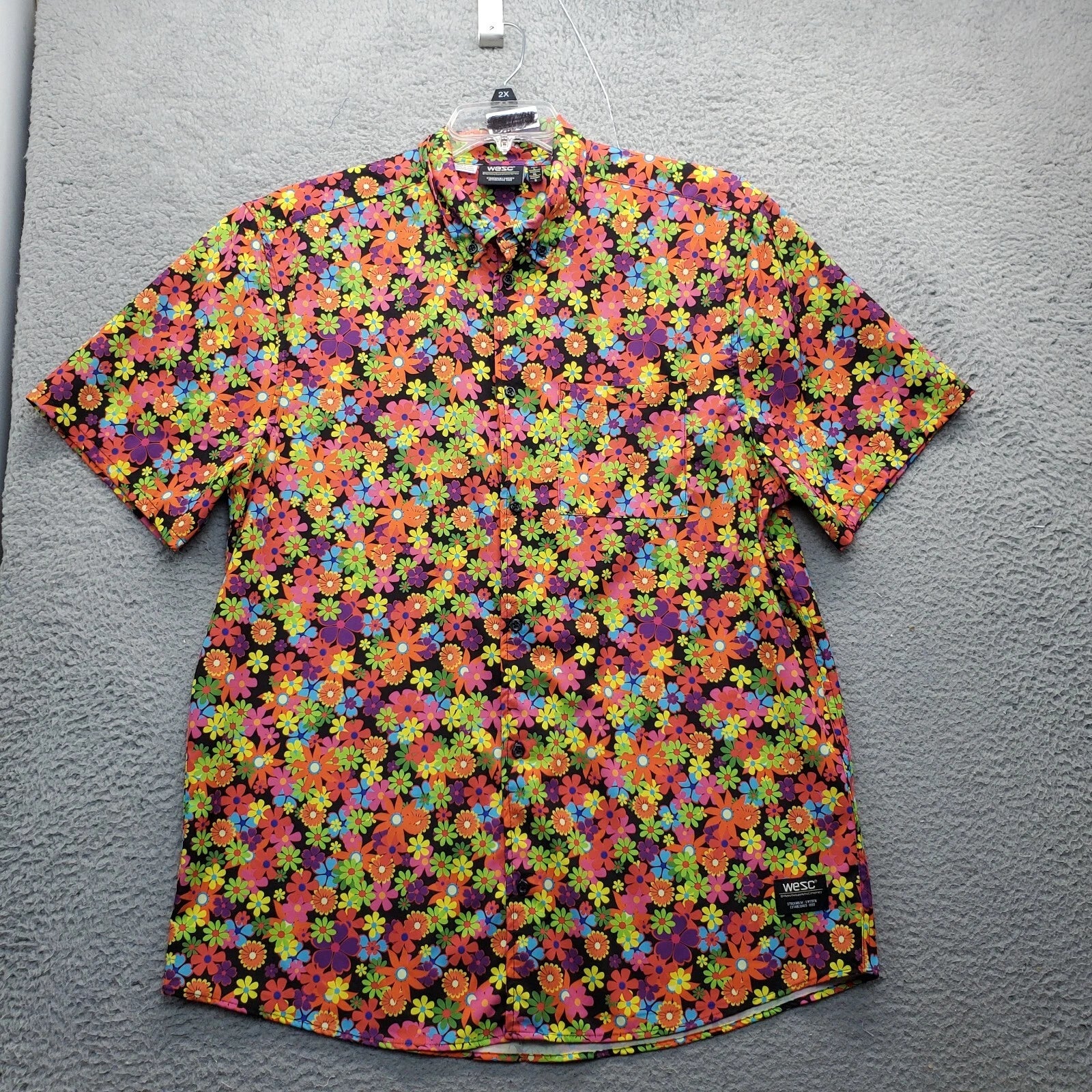 WeSC 2 Piece Pajama Set Unisex Large Multi Oden Flower Child AOP Short Sleeve