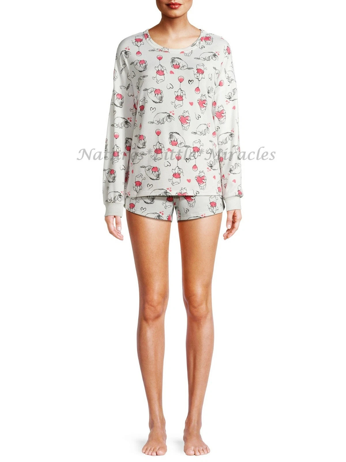 Disney Winnie The Pooh Bear Womens Pajamas Size M-XL Set Eeyore Shirt Shorts NWT