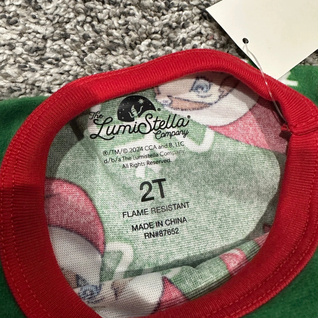 NWT Green Red ELF Christmas Holiday 2T Pajama Set