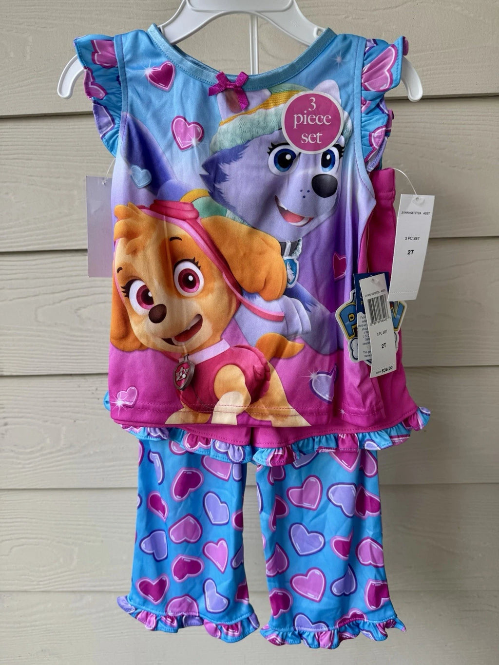 Nickelodeon Paw Patrol Girls 3-Piece Pajama Shorts&Pants Set, 2T, NWT