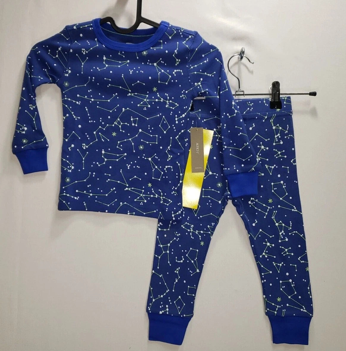 J Crew Pajama Set Boys Size 2 Crewcuts Glow in Dark Constellation NEW
