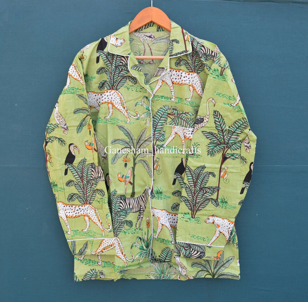 1PC Indian Cotton Floral Hand Block Print PJ Set Women's Sleepwear Night Suit