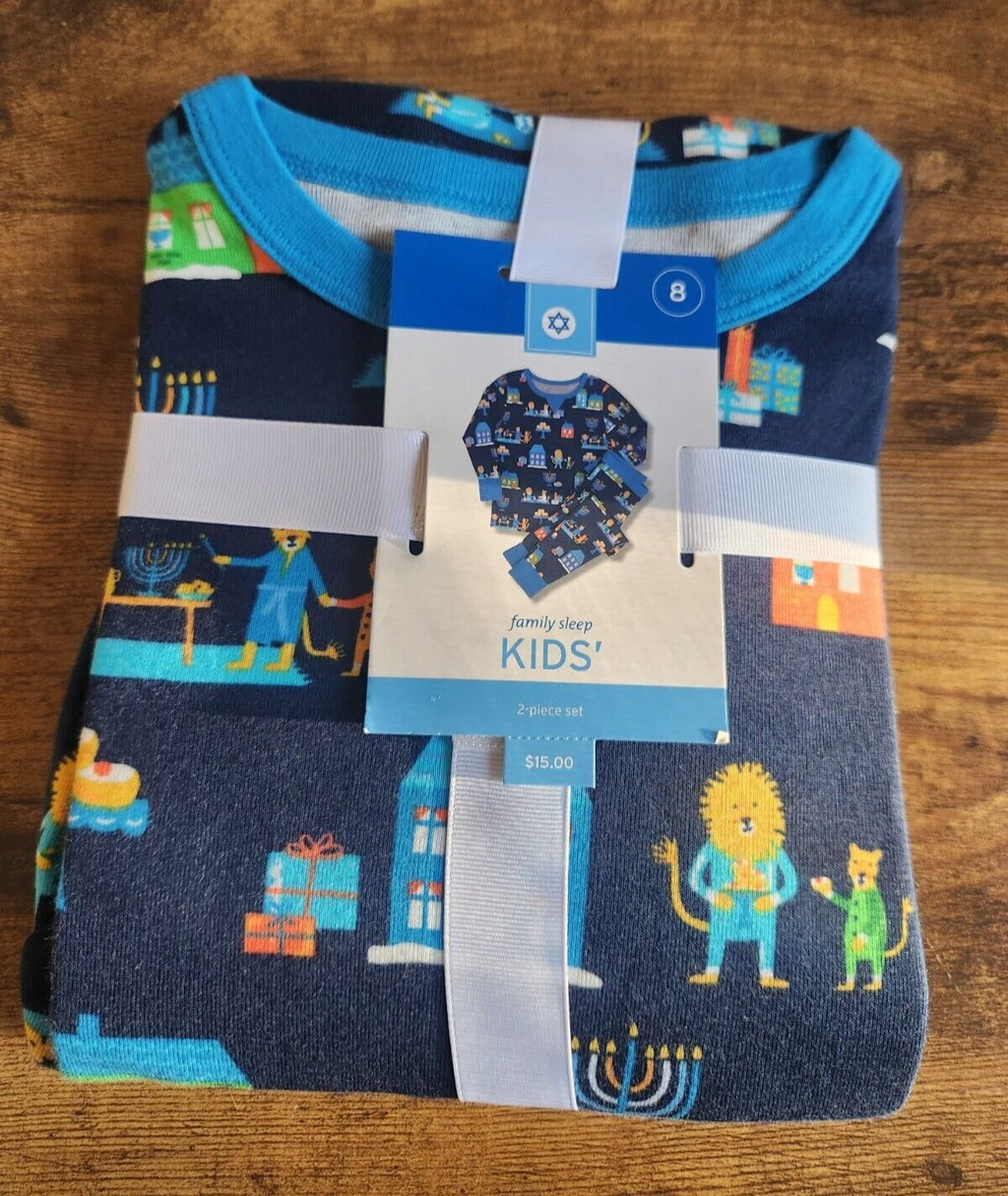 Hannukah Pajama Set - Pajamas for Kids - Lions - Size 8