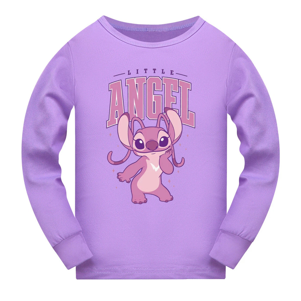 Children's boys and girls Lilo embroidered angel top pants set pajamas Pjs