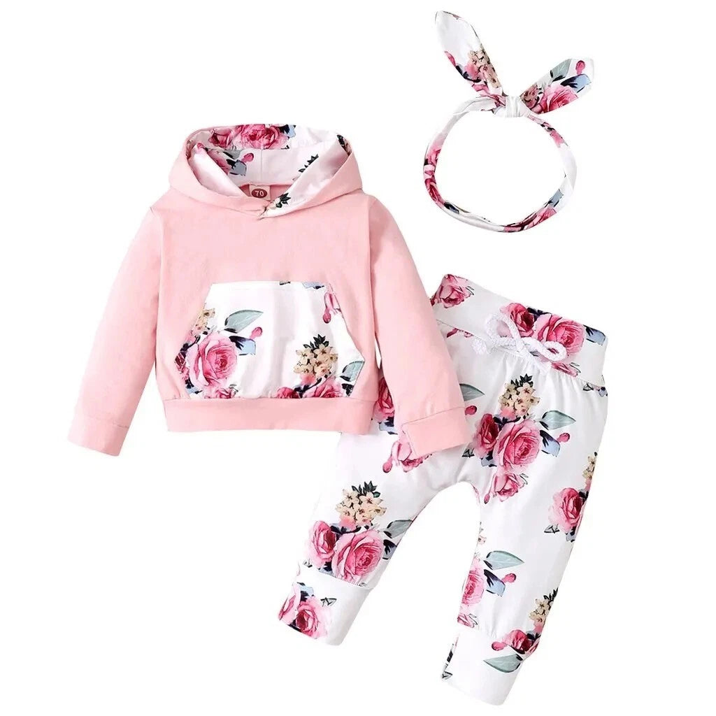 Kids Pyjamas Floral Outfit Set Sleepwear Girls Nightwear Jumper Pants-