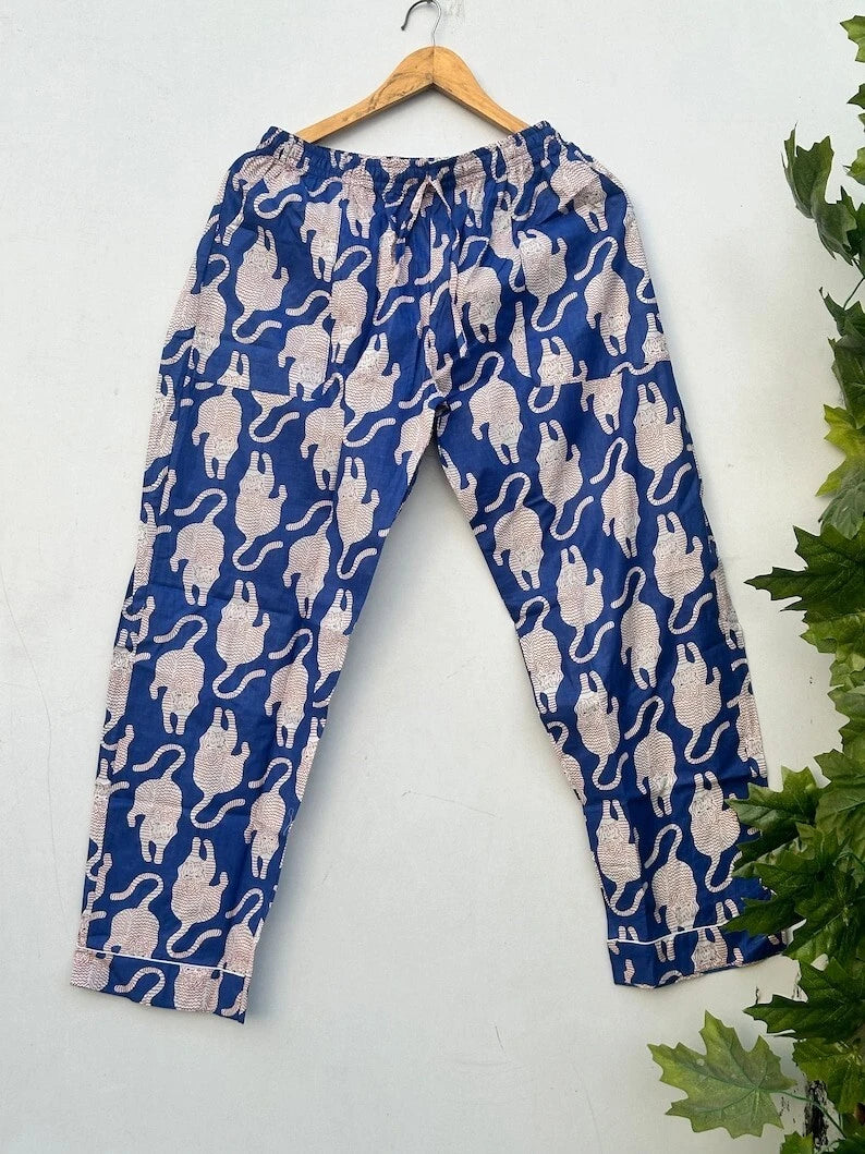 Indian 100%Cotton Animal Print PJ Set Bridesmaid Pajama Set Women Nightwear Suit