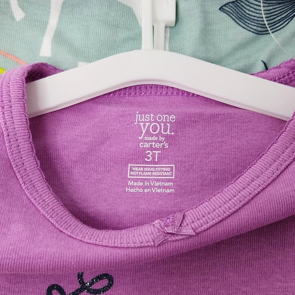 Just One You Girls 3T Unicorn Pajama Set 4-Piece Made By Carters Cotton