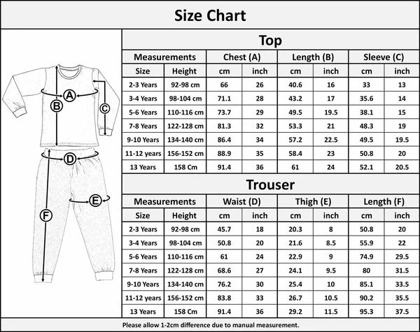 Kids Boys Girls Pyjamas Are Tractor Contrast Top Bottom Sleepwear Set 2-13 Years