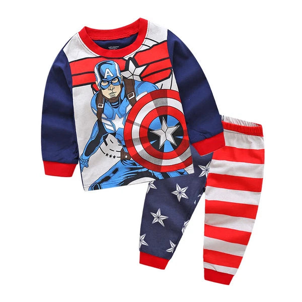 NEW Disney Cartoon Boys Print Long Sleeve 2-Piece Set Pajama