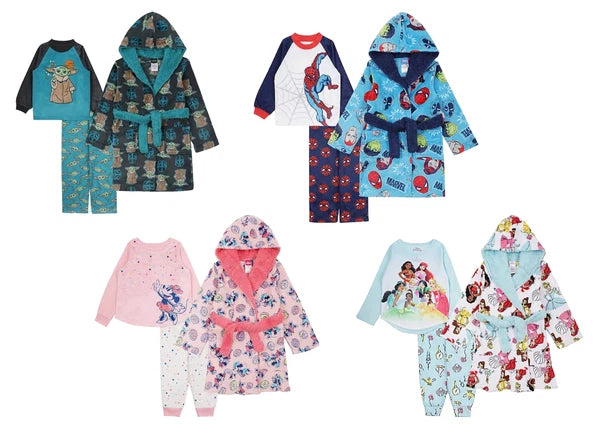 Centric Brands Kids Fleece Hooded Robe with Coordinating 2-Piece Character Pa...