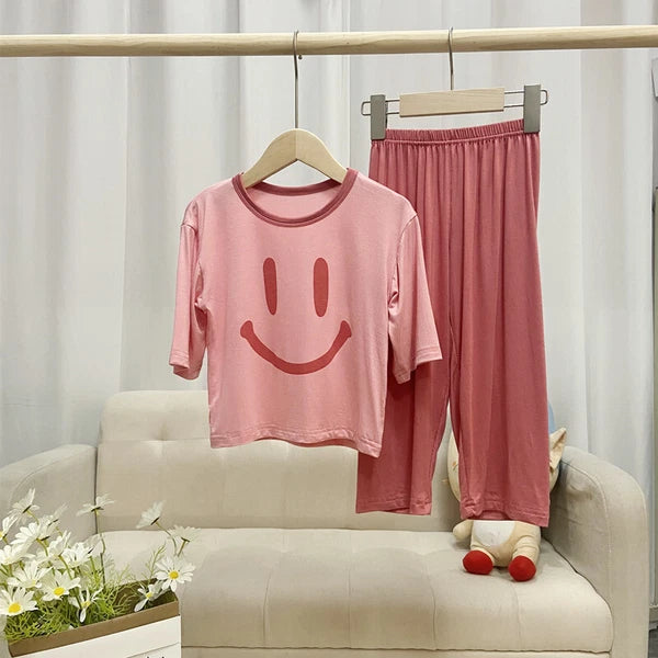 Kid's Modal Summer Boys and Girls Pajamas Pajama Pants Thin Model Suit