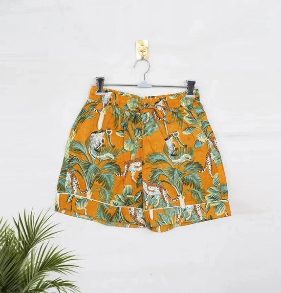 Indian Cotton Yellow Tree PJ Set Bridesmaid Pajama Set Women Nightwear Suits US