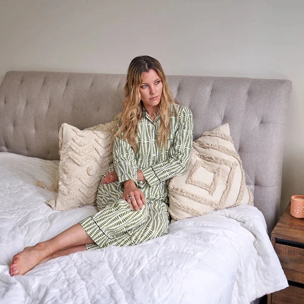 Indian Green Cotton Floral PJ Set Womens Clothing Sleepwear Bridal Night Suit US