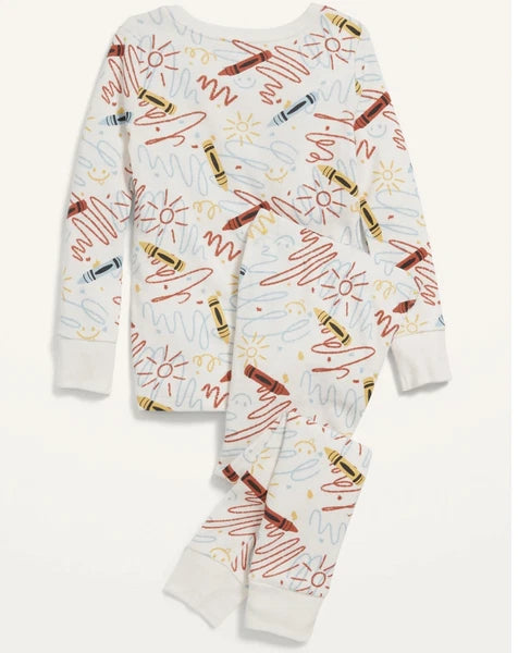 Old Navy Toddler Size 5T ~ 2 Piece Pajama Set ~ Crayons .. NWT