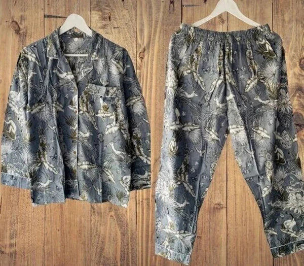 Indian 100%Cotton Monkey Print PJ Set Bridesmaid Pajama Set Women Nightwear Suit