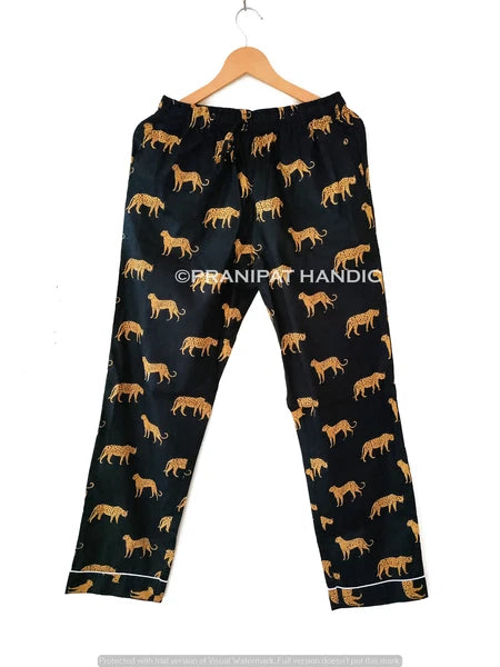 Indian Rose Printed Cotton Black Women Hippie Gypsy Top-Pajama set Sleepwear