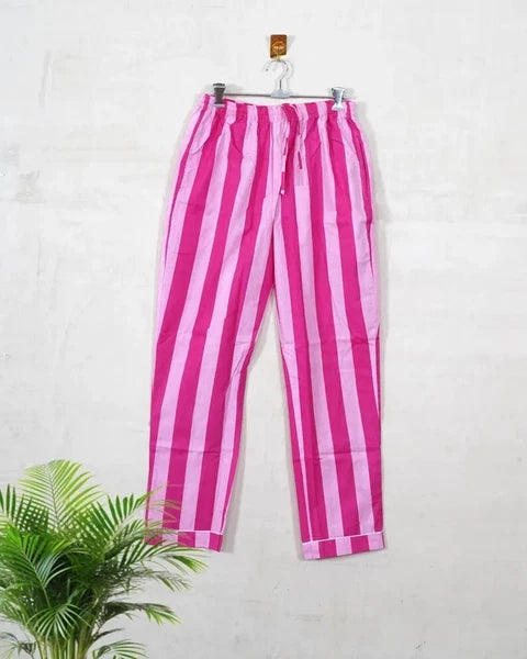 Indian Cotton Striped Print PJ Set Bridesmaid Pajama Set Women Nightwear Suit