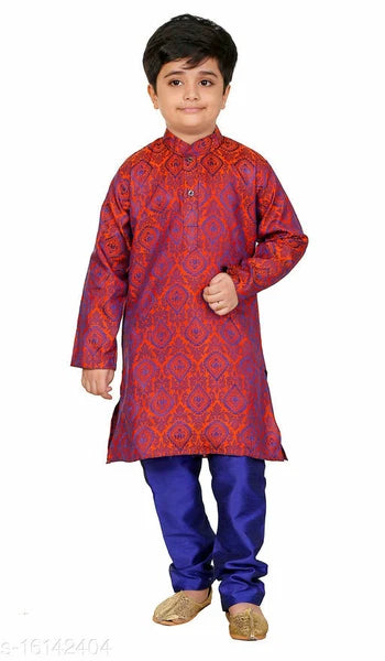 Traditional Party and Festive Wear Cotton Kurta Pajama Set for Boys Kids