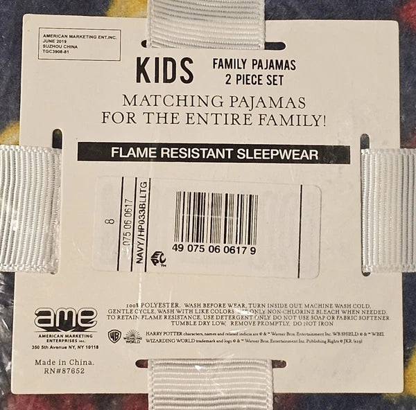 NEW Harry Potter Family Pajamas 2-Piece Set Unisex Kids SIZE 8