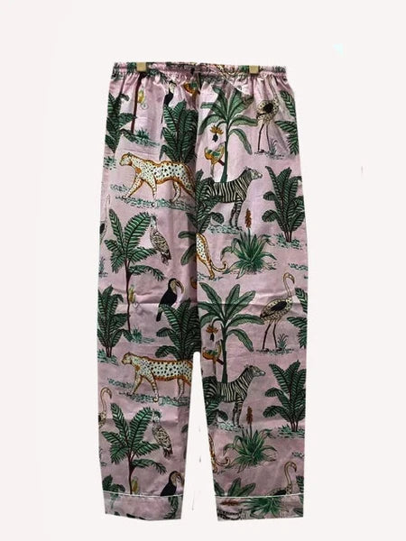 Indian Baby Pink Animal Printed PJ Night Suit With Hot Pant Handmade Pajama Sets