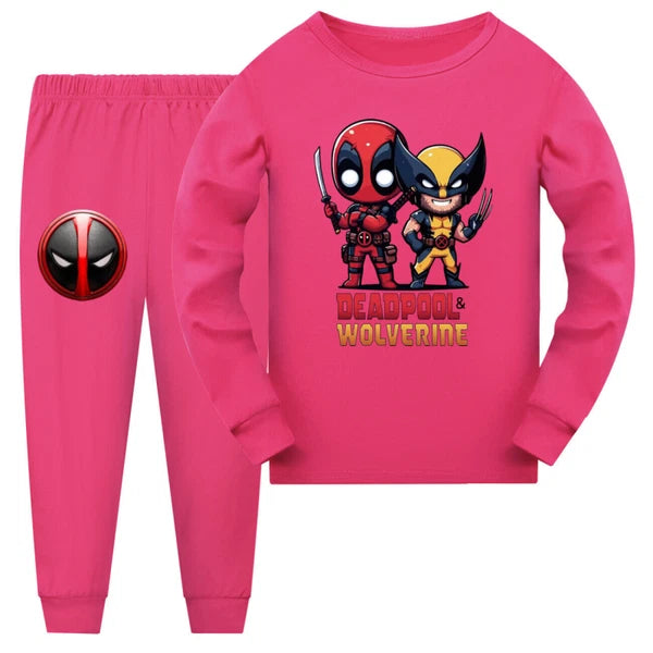 Popular New Girl Boy Deadpool Wolverine Pajama Top Pants Set Pajama Pjs Set