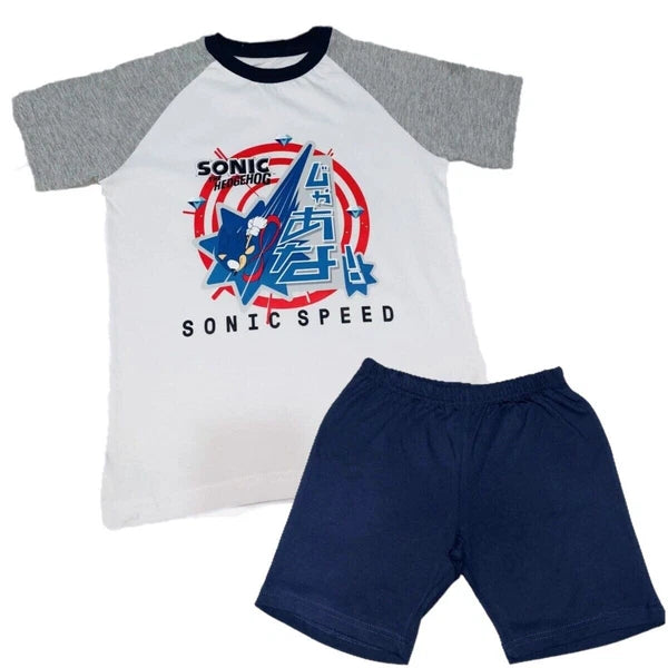 Boys Kids Sonic the Hedgehog Short Pjs Pyjamas T-Shirt Shorts Set Age 5-12 years