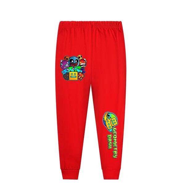 Geometry Dash 5-13 Year Old Boys' Pajama Set Girls' Round Neck Long Sleeve Set
