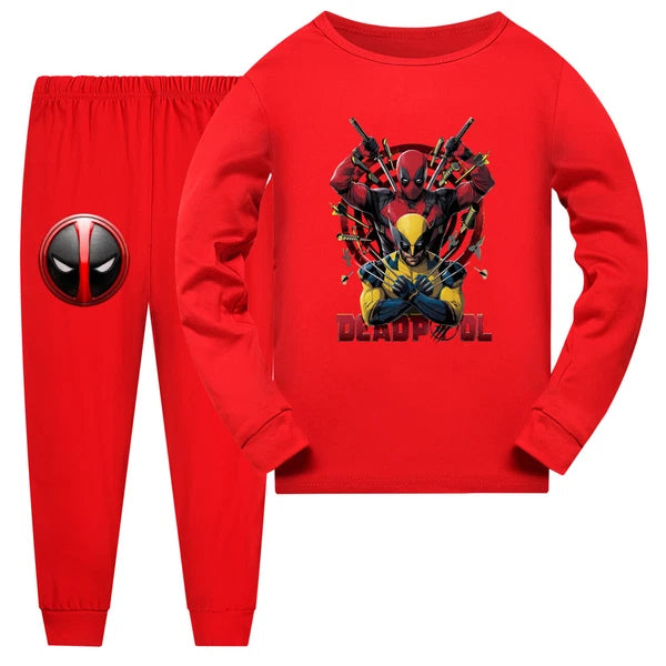 Popular New Girl Boy Deadpool Wolverine Pajama Top Pants Set Pajama Pjs Set