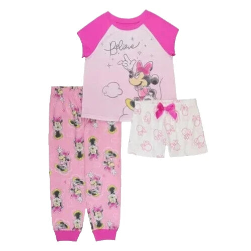 AME Kids'  Disney Junior Minnie Mouse Character 3-piece Pajama Set, Pink, 3T