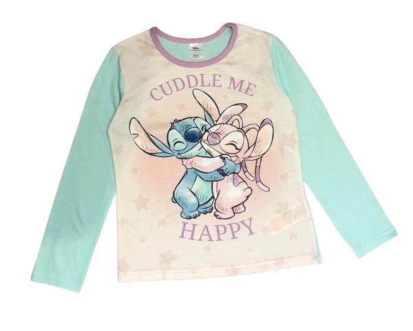 Girls Lilo & Stitch Pyjamas PJs 4-13 Years Purple Grey Pink Long Sleeved Trouser