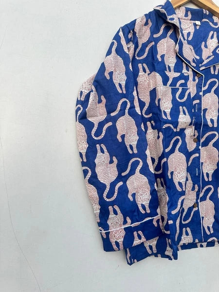 Indian 100%Cotton Animal Print PJ Set Bridesmaid Pajama Set Women Nightwear Suit